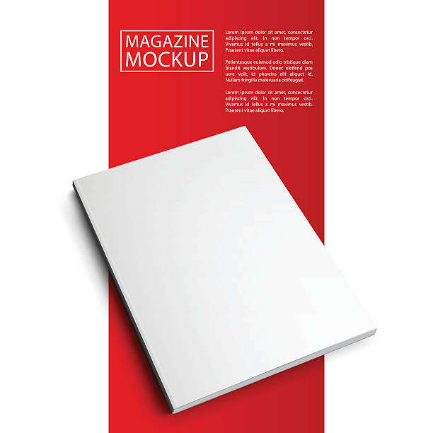 illustrations, cliparts, dessins animés et icônes de ligne rouge du magazine de maquette7-01 - white background square close up office supply