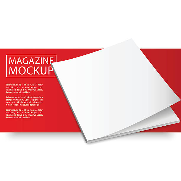 illustrations, cliparts, dessins animés et icônes de maquette de magazine ligne rouge12-01 - white background square close up office supply
