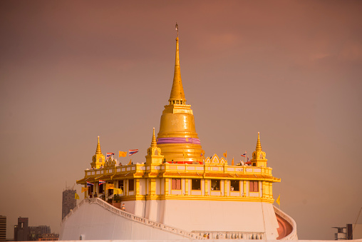 the Golden Mount in ndBanglamphu in the city of Bangkok in Thailand in Southeastasia.