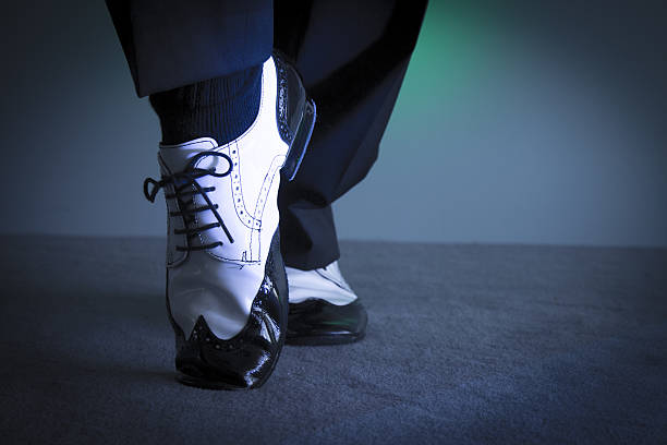 istock Black and white male dancing shoes 615708430