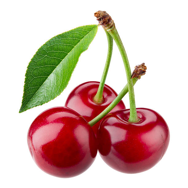 istock Cherry with leaves isolated on white background. 615709270