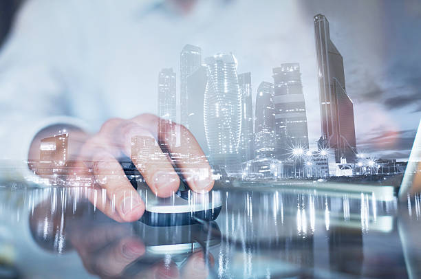 istock e-commerce, double exposure of hand with mouse 615709720