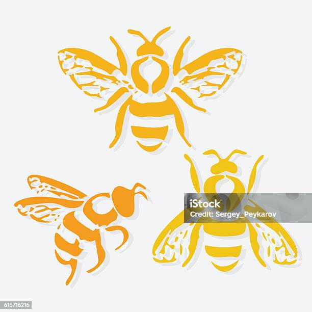 Honey Bee Icon Vector Illustration Stock Illustration - Download Image Now - Honey Bee, Illustration, Bee