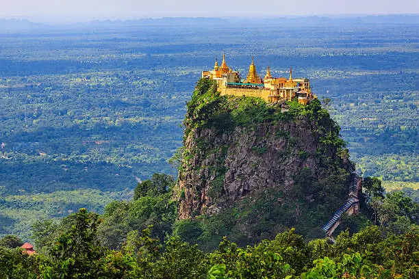 Mount Popa home of Nat the Burmese mythology ghost this place is the old volcano in Bagan, Myanmar