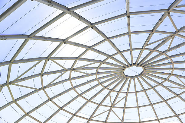 Dome Ceiling Dome ceiling made of glass and metal. geodesic dome stock pictures, royalty-free photos & images