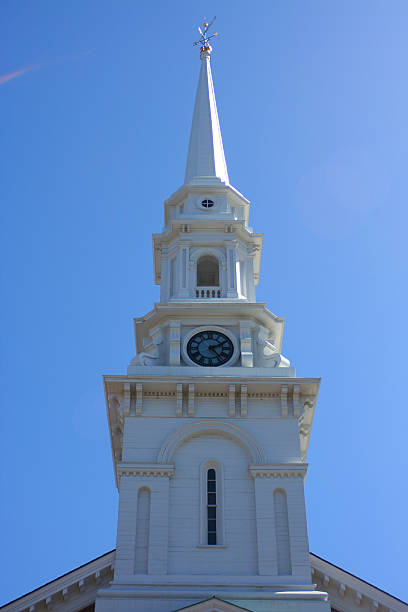 istock Clock Tower in Portsmouth NH against a blue sky. 615725316