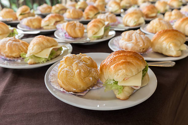 Croissant ham cheese and Cream Puff for serving