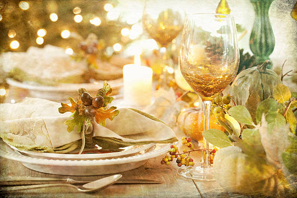 istock Autumn Thanksgiving Dining Table with Candle 615727076