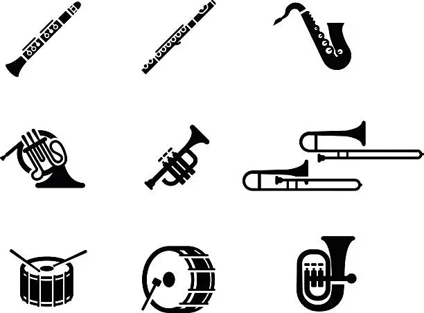Vector illustration of Marching Band Vector Icon Set