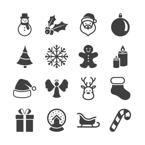 Vector Christmas Icons Vector Illustration of Christmas Icons santa sleigh cutout stock illustrations