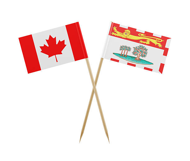 istock Tiny Canadian and Prince Edward Island Flag on a Toothpick 615732068