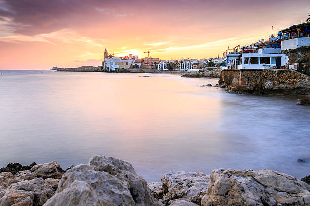 istock Beautiful town of Sitges at sunset, Spain 615732206