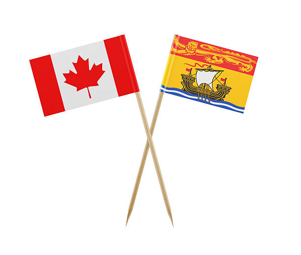istock Tiny Canadian and New Brunswick Flag on a Toothpick 615732352