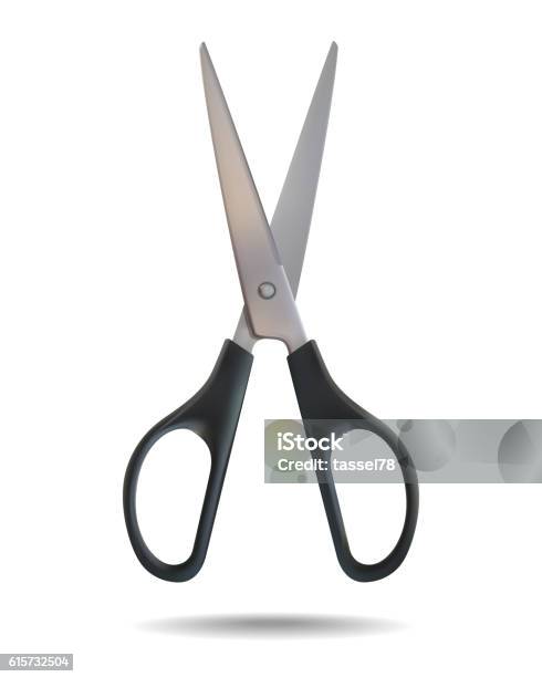 Black Scissors Isolated On White Background Stock Illustration - Download Image Now - Scissors, Cutting, Blue