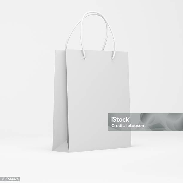 White Paper Package Stock Photo - Download Image Now - Paper Bag, Shopping Bag, White Color