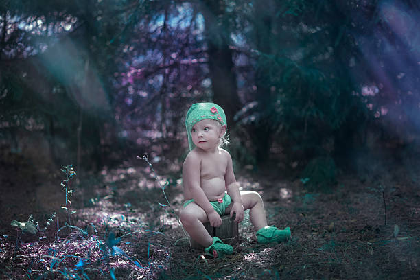 istock Little girl in elf costume 615734390