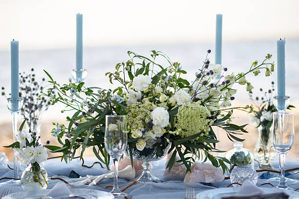 istock accessories at the wedding table at sunset 615736516
