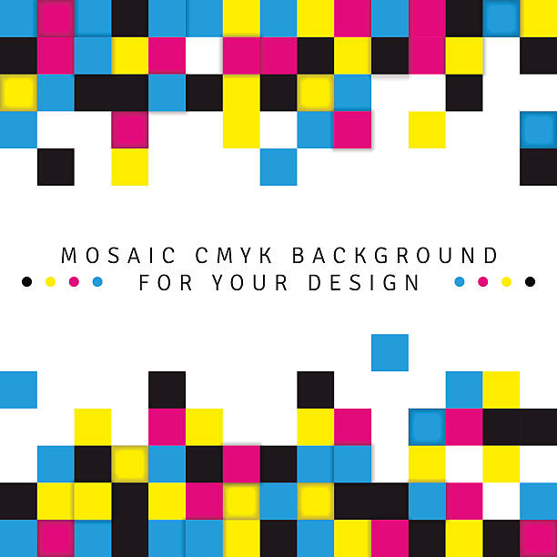 Abstract mosaic background from CMYK colors on white background Abstract mosaic background from CMYK colors on white background with place for text - print concept. Vector illustration. cmyk stock illustrations