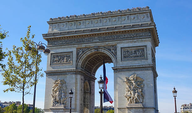istock The famous Arc de Triomphe landmark in Paris 615737682