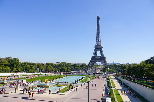 Trocadero Gardens and Eiffel Tower in Paris