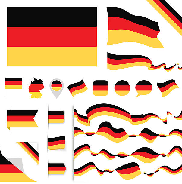 illustrazioni stock, clip art, cartoni animati e icone di tendenza di set di bandiere germania - germania