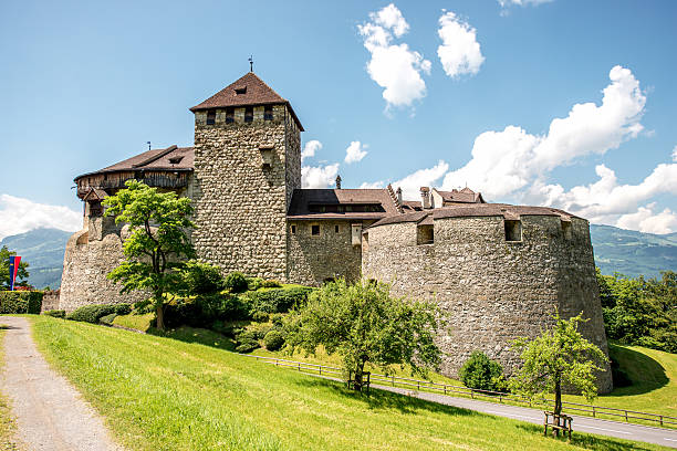 Vaduz, Liechtenstein - July 01, 2016: Landscape view on Vaduz castle in the capital of Liechtenstein. This castle is the palace and official residence of the Prince of Liechtenstein