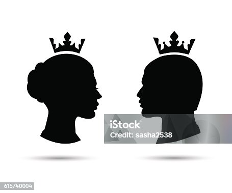 istock king and queen heads vector silhouette 615740004