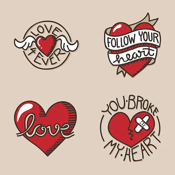 Vector illustration of Heart icons