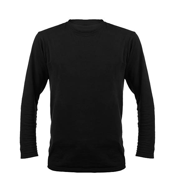 istock Black t-shirt with long sleeves isolated on white background 615746232