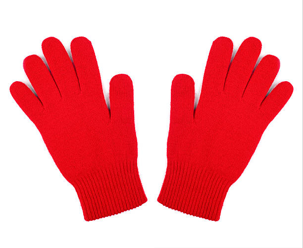 istock Pair of red woolen gloves isolated on white background 615746688