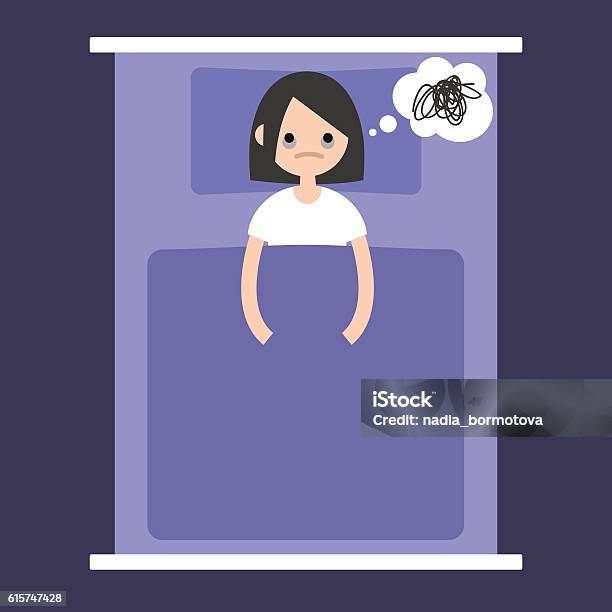 Insomnia Conceptual Illustration Stock Illustration - Download Image Now - Women, Anxiety, Emotional Stress