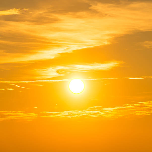 istock Sunset in the sky with orange clouds 615747454