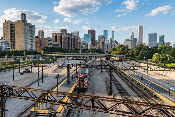 istock Chicago Skyline from Railroad Overpass 615748402