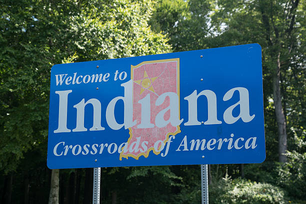 istock Welcome to Indiana sign 615749602