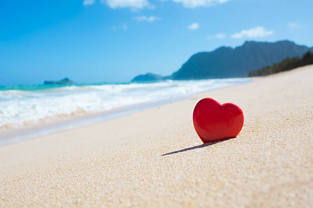 coração na praia  - i love you - fotografias e filmes do acervo