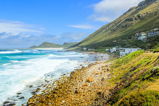 Cape Peninsula Scarborough Scenic landscape of the Atlantic coast. Scarborough village in Cape Peninsula, South Africa. Scenic drive, main road to Cape of Good Hope. kommetjie stock pictures, royalty-free photos & images