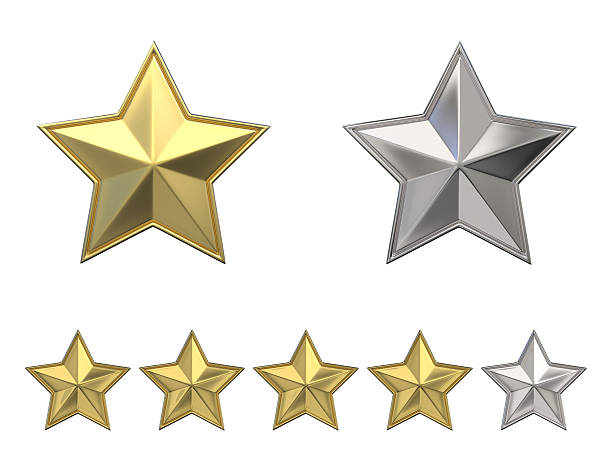 istock Voting concept. Rating four golden stars. 3D 615795622