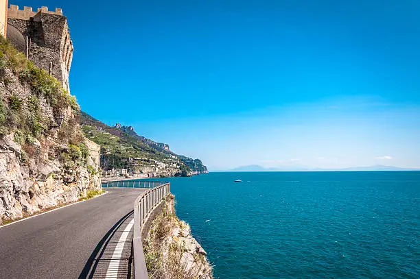 The scenic coastal road near Maiori, Amalfi Coast, Italy