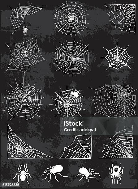 Spider Web Silhouette Vector Set Stock Illustration - Download Image Now - Spider Web, Angle, Animal