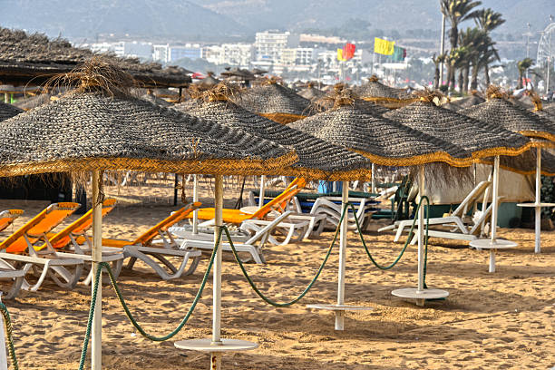 istock View of sand beach on hot summer day, Agadir, Morocco 615799792