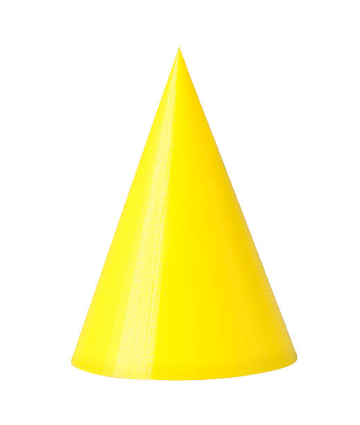 istock 3d printed model of cone from yellow printer filament. Isolated. 615800878