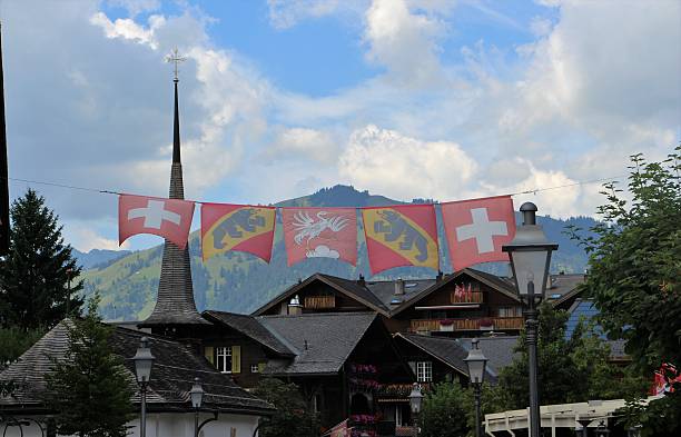 istock switzerland - gstaad, old town 615801098