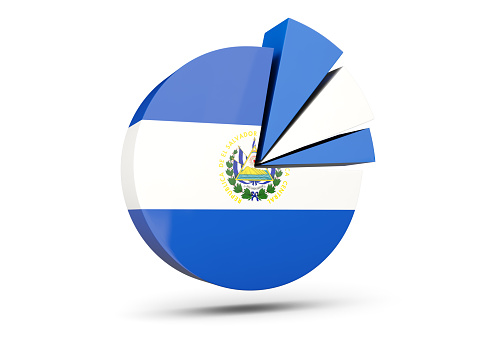 Flag of el salvador, round diagram icon isolated on white. 3D illustration