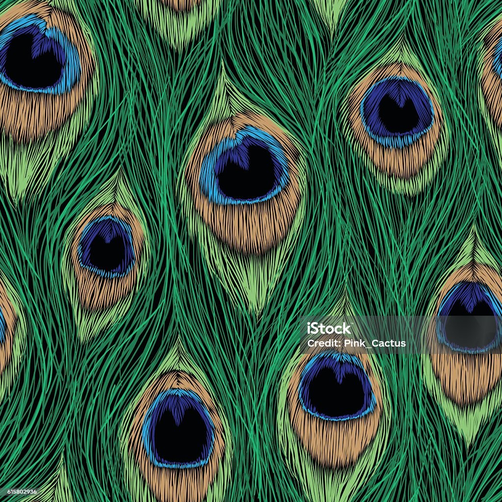 Peacock Feathers Design Vector Seamless Pattern Stock Illustration peacock-feathers-design-vector-seamless-pattern-stock-illustration