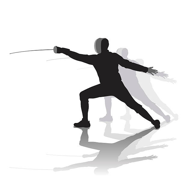 Fencing Pose A vector silhouette illustration of a person holding a pose while fencing. fencing sport stock illustrations