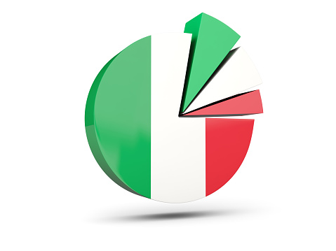 Flag of italy, round diagram icon isolated on white. 3D illustration