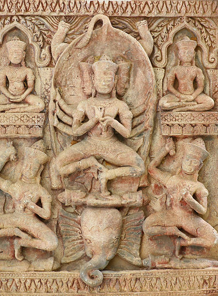 istock The Sculpture of native thai style decorative on the wall 615804088