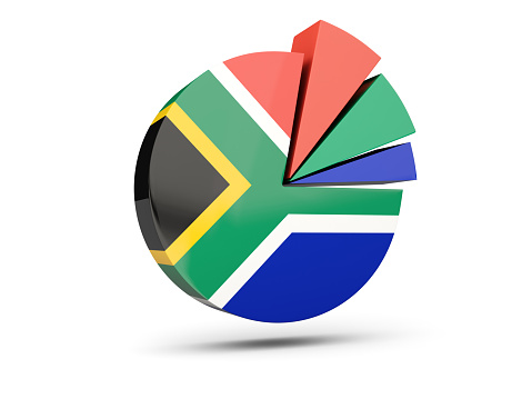 Flag of south africa, round diagram icon isolated on white. 3D illustration