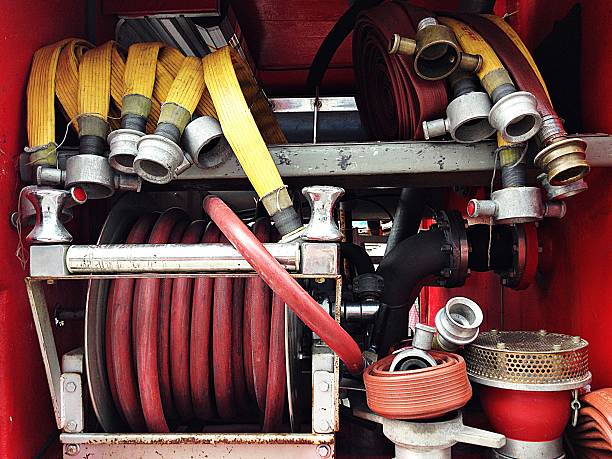 istock Fire hose and other equipment in a truck 615808158