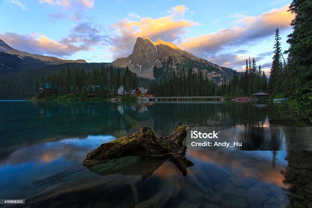 Sunset at Emerald Lake I stood in the lake for the foreground and took the beautiful sunset at the Emerald Lake. Alberta Stock Photo